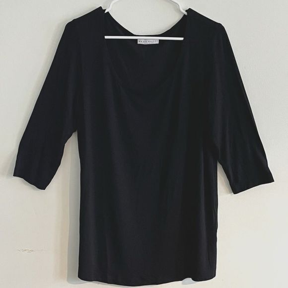 Bryn Walker  3/4 Sleeve Pullover Top Black L Lightweight Minimal Lagenlook Artsy - Picture 1 of 9